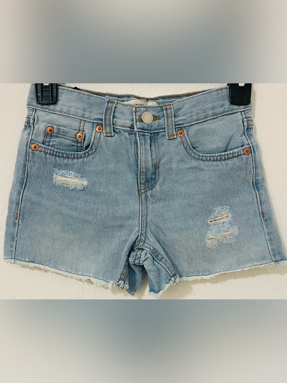 Levi's Light Blue Distressed Denim Kids Shorts
